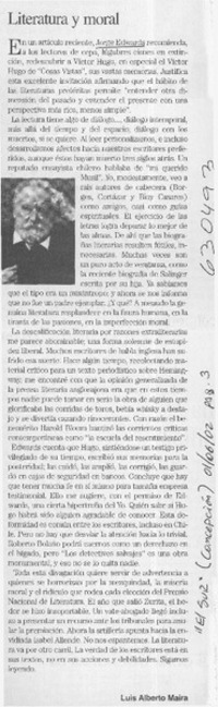 Literatura y moral  [artículo] Luis Alberto Maira