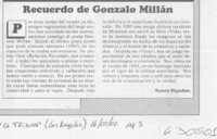 Recuerdo de Gonzalo Millan  [artículo] Ramón Riquelme