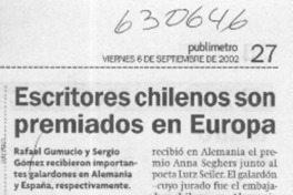 Escritores chilenos son premiados en Europa  [artículo]
