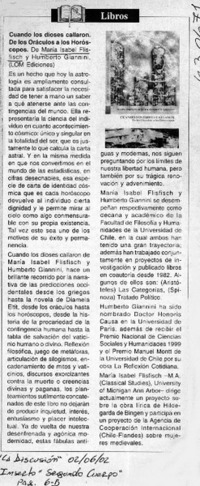 Cuando los dioses callaron  [artículo]