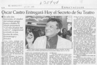 Oscar Castro entregará hoy el secreto de su teatro  [artículo]