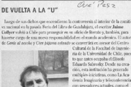 De vuelta a la "U"  [artículo]