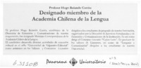 Designado miembro de la Academia Chilena de la Lengua  [artículo]