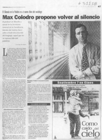 Max Colodro propone volver al silencio  [artículo] Claudio Aguilera