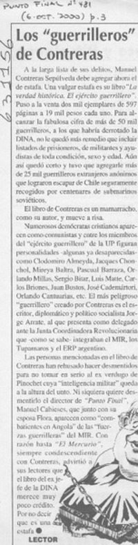 Los "guerrilleros" de Contreras  [artículo] Lector
