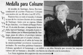 Medalla para Coloane  [artículo]