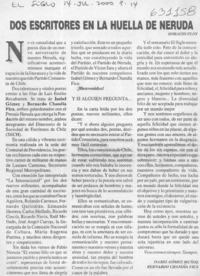 Dos escritores en la huella de Neruda  [artículo] Horacio Eloy