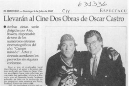 LLevarán al cine dos obras de Oscar Castro  [artículo] Joel Poblete