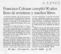 Francisco Coloane cumplió 90 años lleno de aventuras y muchos libros  [artículo]