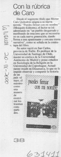 Con la rúbrica de Caro  [artículo]