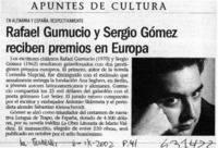 Rafael Gumucio y Sergio Gómez reciben premios en Europa  [artículo]