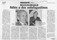 Adiós a dos antofagastinos  [artículo] Carlos Tarragó Cardonne