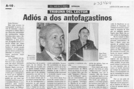 Adiós a dos antofagastinos  [artículo] Carlos Tarragó Cardonne