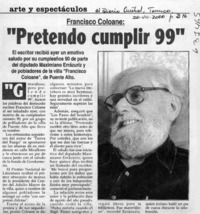 "Pretendo cumplir 99"  [artículo]