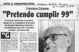 "Pretendo cumplir 99"  [artículo]