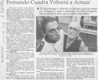 Fernando Cuadra volverá a actuar  [artículo]