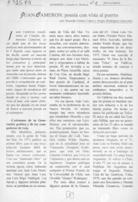 Juan Cameron, poesía con vista al puerto  [artículo] Ricardo Gómez López <y> Sergio Rodríguez Saavedra