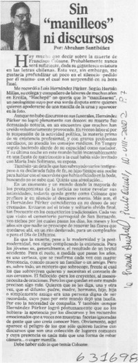 Sin "manilleos" ni discursos  [artículo] Abraham Santibáñez