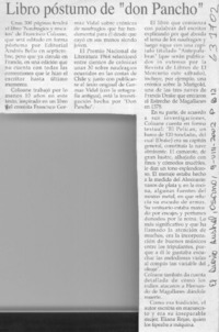 Libro póstumo de "don Pancho"  [artículo]
