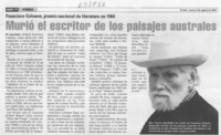 Murió el escritor de los paisajes australes  [artículo]