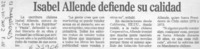 Isabel Allende defiende su calidad  [artículo]