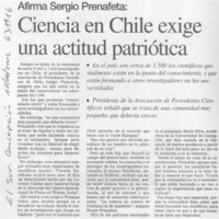Ciencia en Chile exige una actitud patriótica  [artículo]