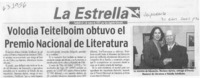 Volodia Teitelboim obtuvo el Premio Nacional de Literatura  [artículo]