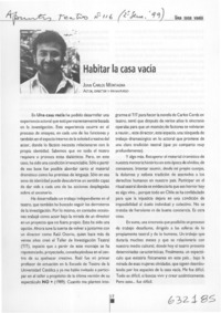 Habitar la casa vacía  [artículo] Juan Carlos Montagna