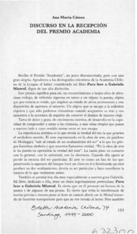 Discurso en la recepción del Premio Academia  [artículo]