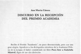 Discurso en la recepción del Premio Academia  [artículo]