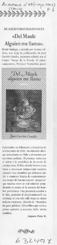 "Del Maule alguien me llama"  [artículo] Amparo Pozo D.