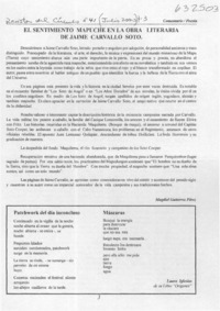 El sentimiento mapuche en la obra literaria de Jaime Carvallo Soto  [artículo] Magdiel Gutiérrez Pérez