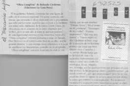 "Obra completa", de Rolando Cárdenas  [artículo] Alvaro Bisama