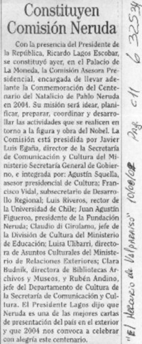 Constituyen comisión Neruda  [artículo]