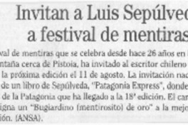 Invitan a Luis Sepúlveda a festival de mentiras  [artículo]