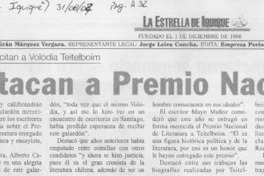 Destacan a Premio Nacional  [artículo]