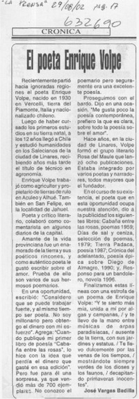 El poeta Enrique Volpe  [artículo] José Vargas Badilla