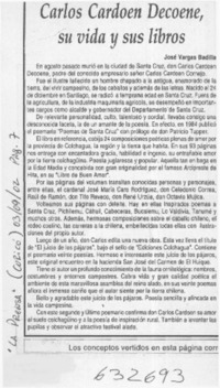 Carlos Cardoen Decoene, su vida y sus libros  [artículo] José Vargas Badilla