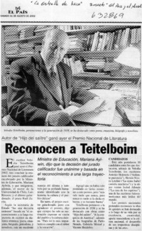 Reconocen a Teitelboim  [artículo]
