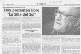 Hoy presentan libro "La silla del sol"  [artículo]