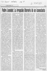 Pedro Lemebel, la irrupción literaria de un iconoclasta  [artículo] Rodolfo de los Reyes R.