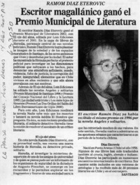 Escritor magallánico ganó el Premio Municipal de Literatura  [artículo]