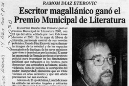 Escritor magallánico ganó el Premio Municipal de Literatura  [artículo]