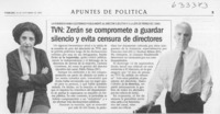TVN, Zerán se compromete a guardar silencio y evita censura de directores  [artículo]