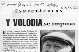 Y Volodia se impuso  [artículo]