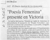 "Poesía femenina" presente en Victoria  [artículo]