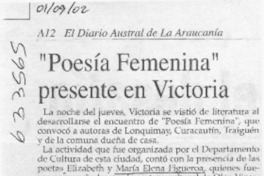 "Poesía femenina" presente en Victoria  [artículo]