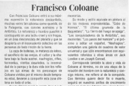 Francisco Coloane  [artículo] Antonio Horvath Kiss