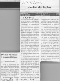 Premio Nacional y los envidiosos  [artículo] Alejandro Lavquen