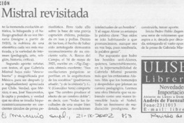 Gabriela Mistral revisitada  [artículo] M. D.